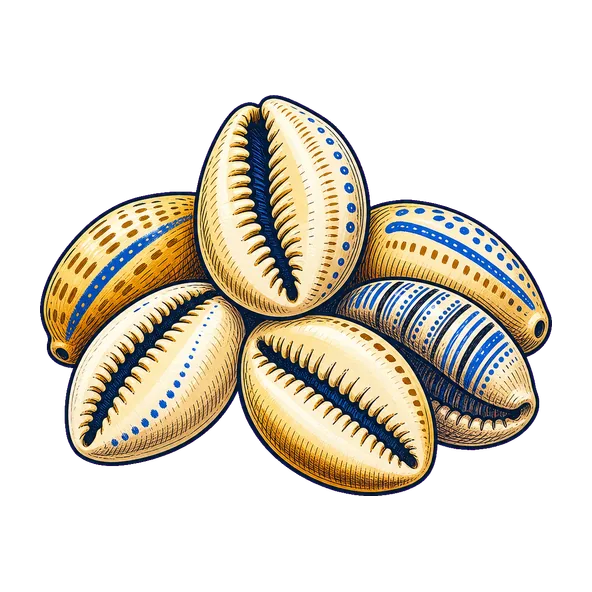 Illustrated cowrie shells